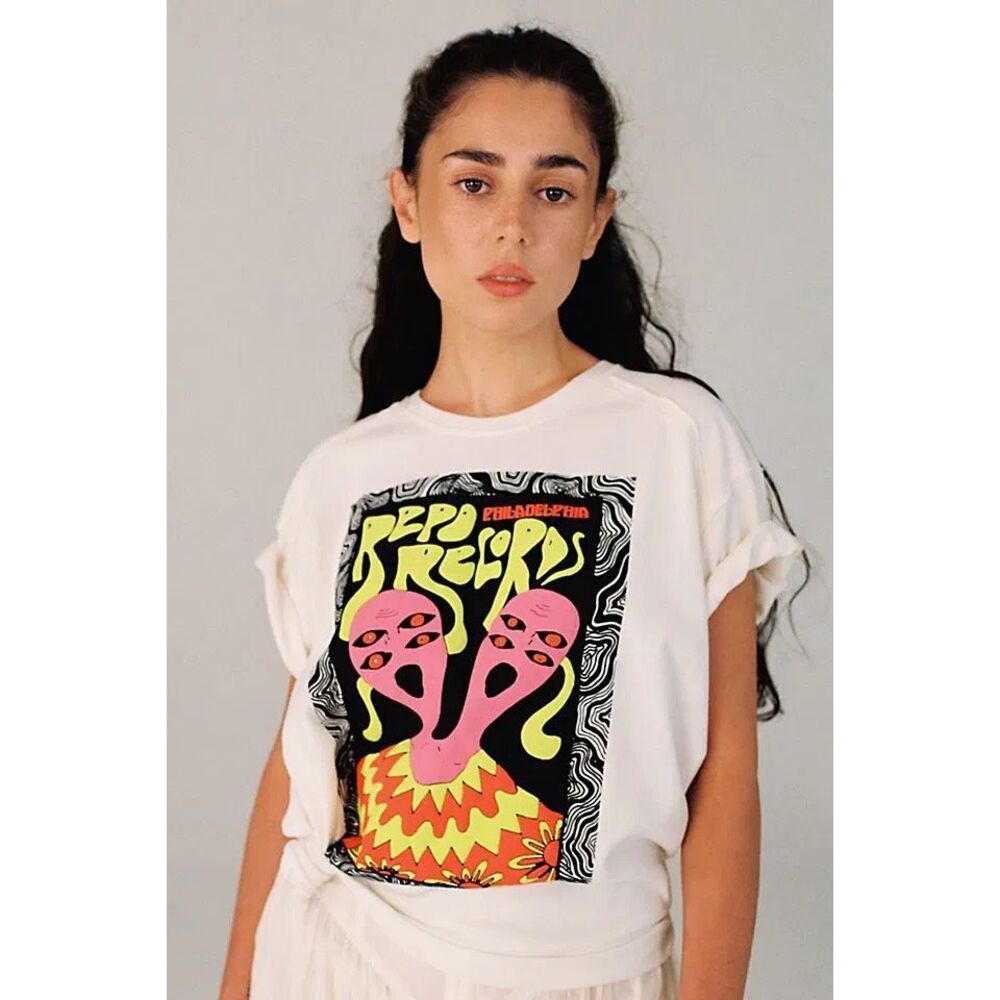 Free People We The Free Repo Records Philadelphia Graphic Tee Oversized L NEW - Picture 5 of 9